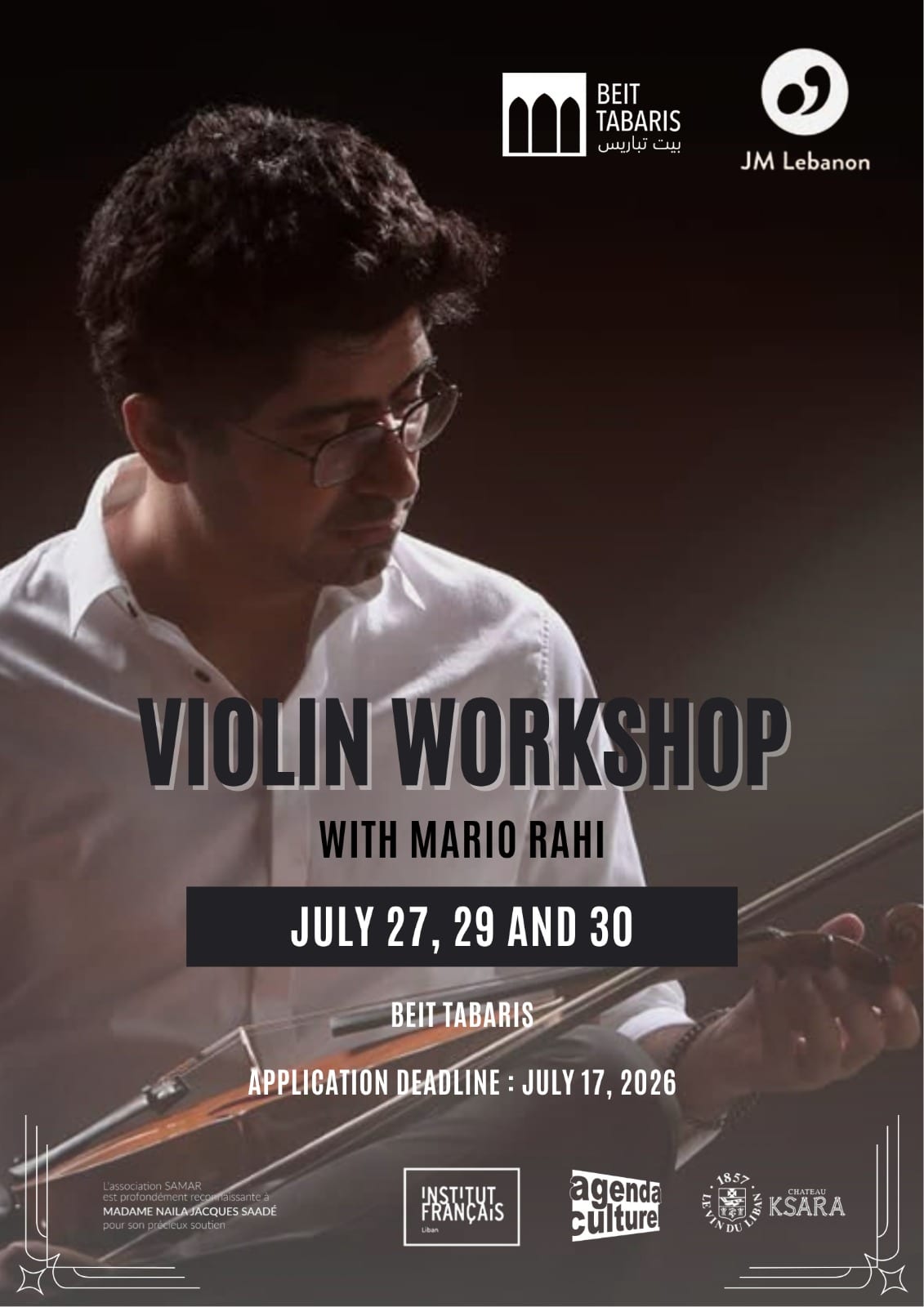 Violin Workshop with Mario Rahi — poster, Beit Tabaris - Monot, Beirut