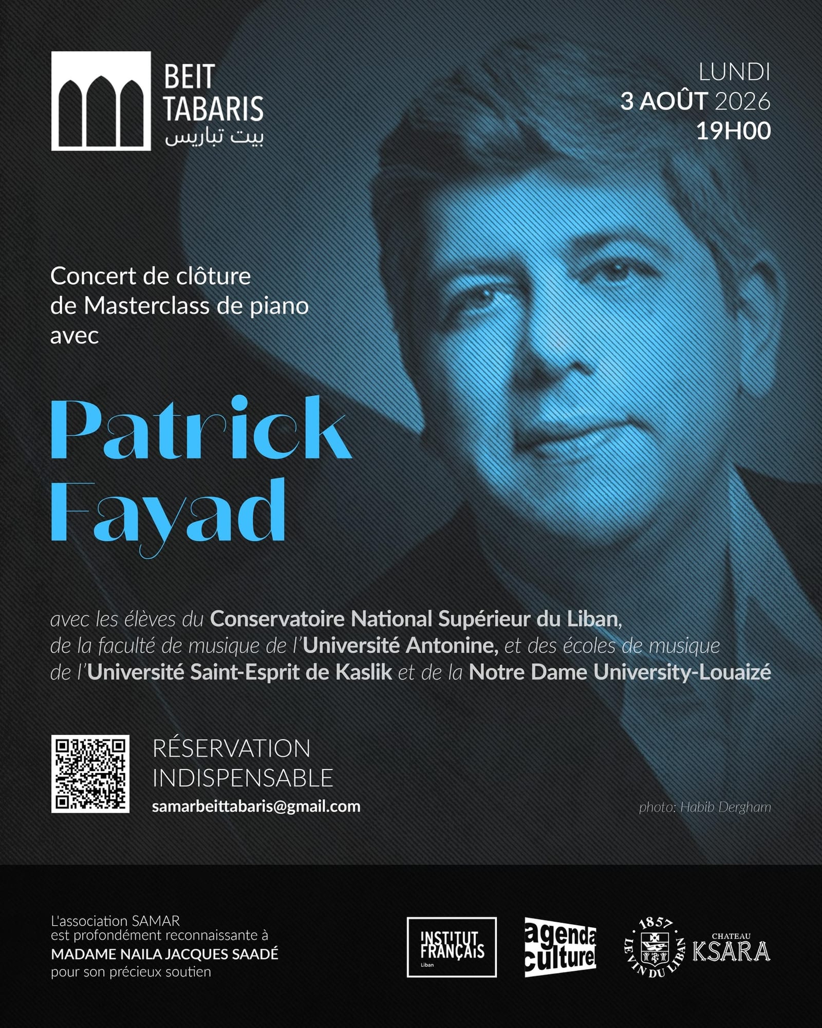 Concert de clôture de Masterclass de piano avec Patrick Fayad — poster, Beit Tabaris - Monot, Beirut